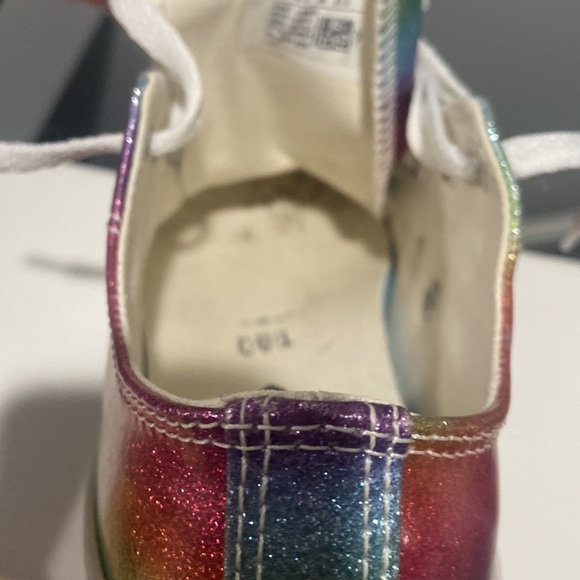Big Girls Size 3 Metallic Glitter Rainbow Converse RARE - Picture 10 of 15